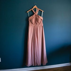 Azazie Dusty Rose Criss Cross Bridesmaid Dress Size 14, fitted to a size 12!